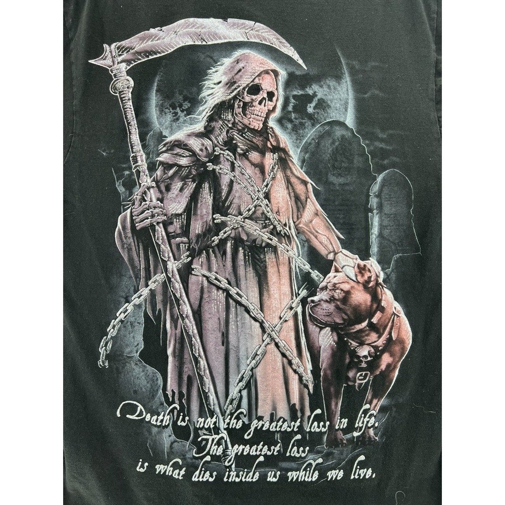 Grim Reaper Shirt T Shirt Adult Size Large Black Graphic Street Wear Grunge READ